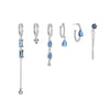 Wholesale Geometric Tassel Chain Earrings Set Copper With Colorful Zircon