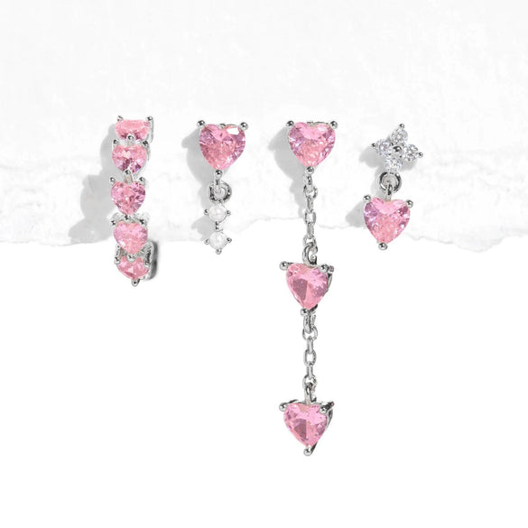 Wholesale Geometric Tassel Chain Earrings Set Copper With Colorful Zircon
