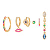 Wholesale Geometric Tassel Chain Earrings Set Copper With Colorful Zircon