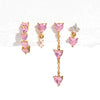 Wholesale Geometric Tassel Chain Earrings Set Copper With Colorful Zircon