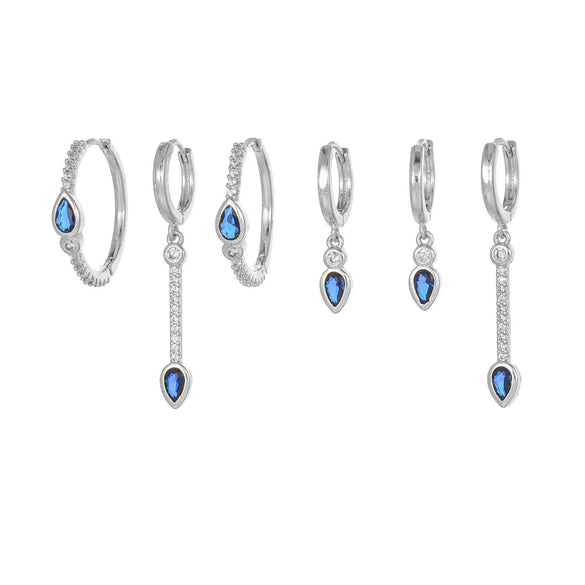 Wholesale Geometric Tassel Chain Earrings Set Copper With Colorful Zircon