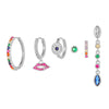 Wholesale Geometric Tassel Chain Earrings Set Copper With Colorful Zircon