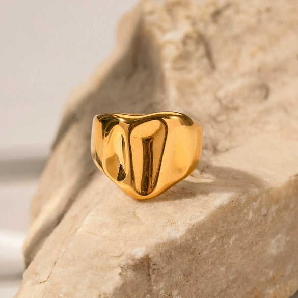 Wholesale Geometric Texture Ring For Women Stainless Steel Electroplated