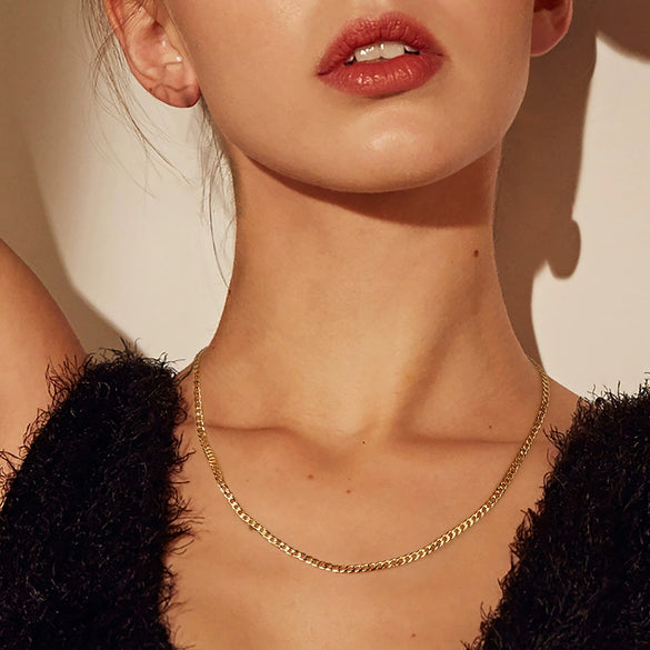 Wholesale Geometric Thin Car Flower Side Chain S925 Sterling Silver Necklace Electroplated Unisex Trendy