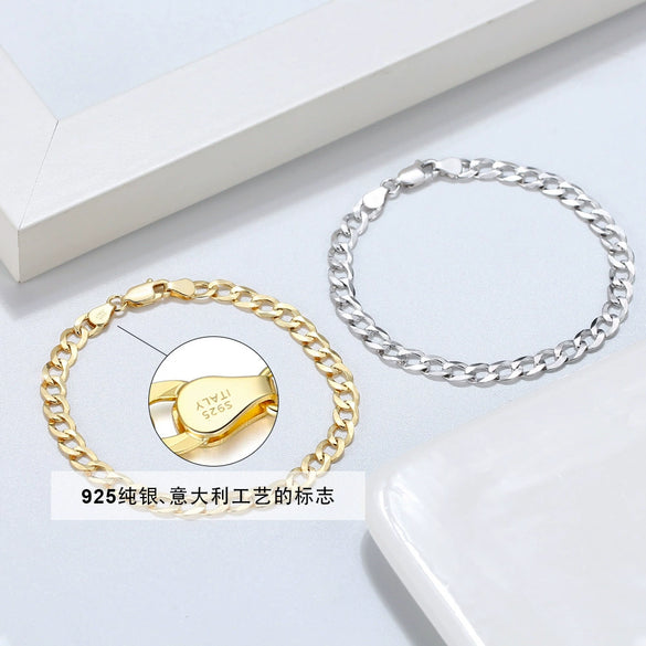 Wholesale Geometric Thin Car Flower Side Chain S925 Sterling Silver Necklace Electroplated Unisex Trendy