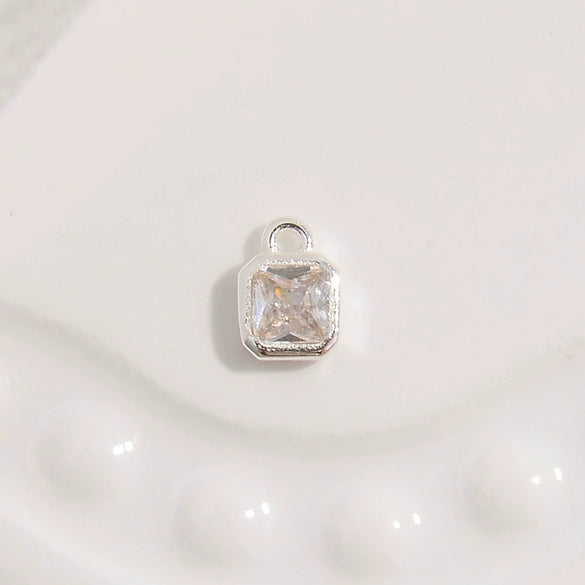 Wholesale Geometric Threedimensional Square Pendant Jewelry Accessories Material In S925 Sterling Silver With Zirconia