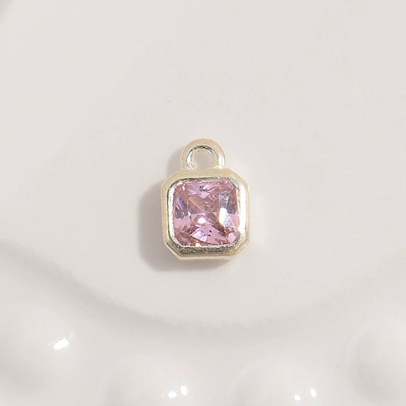 Wholesale Geometric Threedimensional Square Pendant Jewelry Accessories Material In S925 Sterling Silver With Zirconia