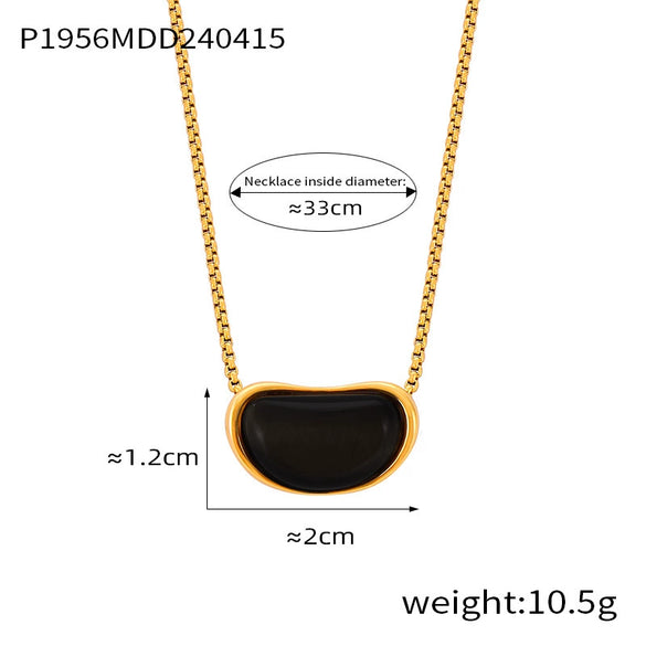 Wholesale Geometric Tiger Eye 316L Stainless Steel Necklace With Electroplating For Women Retro Niche Design Sense