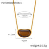 Wholesale Geometric Tiger Eye 316L Stainless Steel Necklace With Electroplating For Women Retro Niche Design Sense