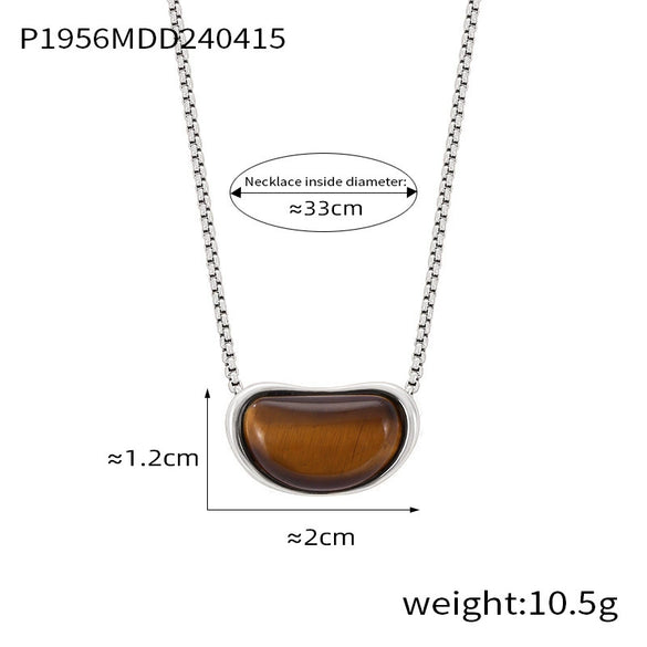 Wholesale Geometric Tiger Eye 316L Stainless Steel Necklace With Electroplating For Women Retro Niche Design Sense