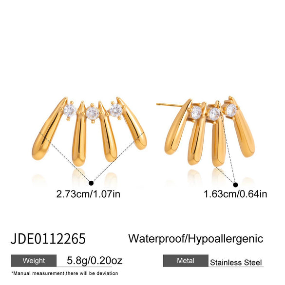 Wholesale Geometric Titanium Steel And Stainless Steel Women's Earrings With Vacuum Real Gold Plating In Pvd Furnace