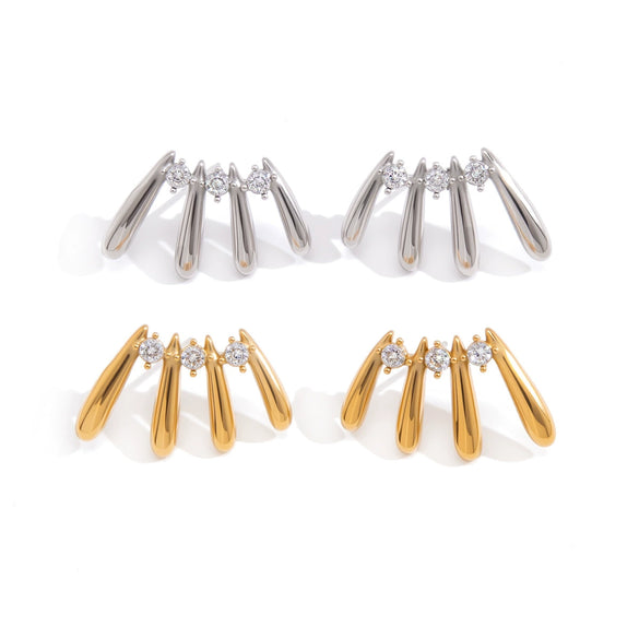 Wholesale Geometric Titanium Steel And Stainless Steel Women's Earrings With Vacuum Real Gold Plating In Pvd Furnace