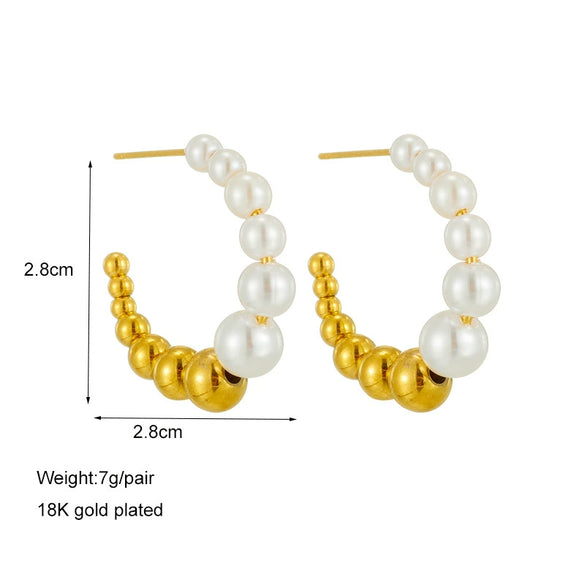 Wholesale Geometric Titanium Steel Beaded Earrings With Electroplating For Women