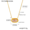 Wholesale Geometric Titanium Steel Black Agate Inlay Necklace Pendant With 18K Plated Real Gold Electroplating For Women