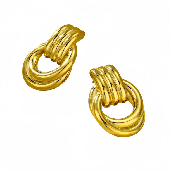 Wholesale Geometric Titanium Steel Earrings With Gold Threaded Electroplating For Women