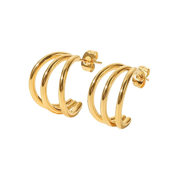 Wholesale Geometric Titanium Steel Earrings With 18K Gold Electroplating For Women