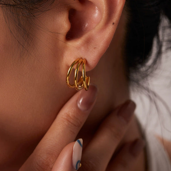 Wholesale Geometric Titanium Steel Earrings With 18K Gold Electroplating For Women