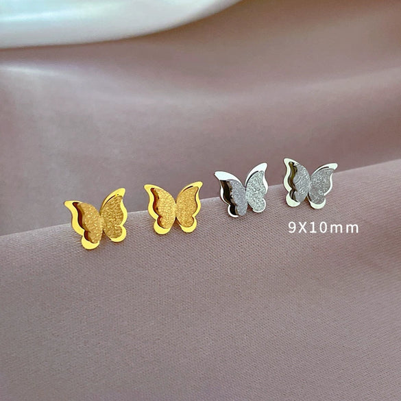 Wholesale Geometric Titanium Steel Electroplated Butterfly Minimalistic Earrings For Men And Women