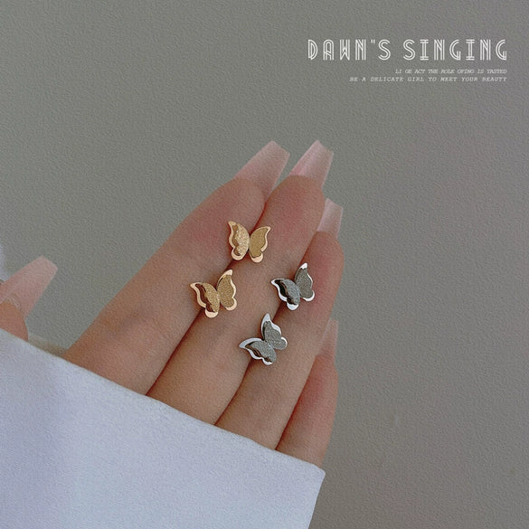 Wholesale Geometric Titanium Steel Electroplated Butterfly Minimalistic Earrings For Men And Women