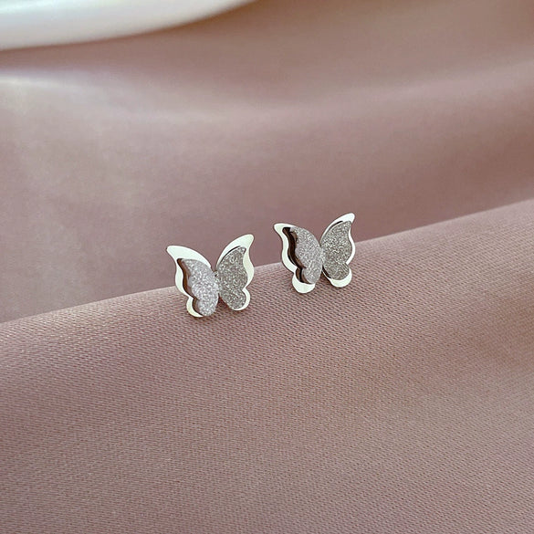 Wholesale Geometric Titanium Steel Electroplated Butterfly Minimalistic Earrings For Men And Women