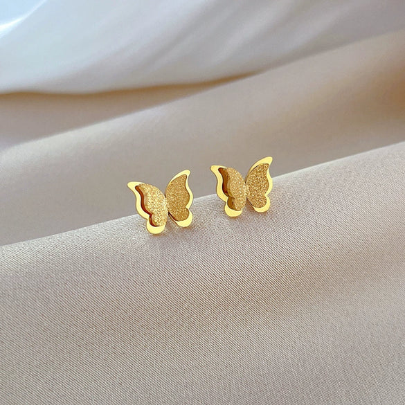 Wholesale Geometric Titanium Steel Electroplated Butterfly Minimalistic Earrings For Men And Women