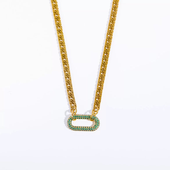 Wholesale Geometric Titanium Steel Electroplated Cuban Chain Choker Collarbone Necklace For Unisex