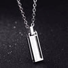Wholesale Geometric Titanium Steel Electroplated Rectangular Zircon Pendant Ball Chain Unisex Couple Necklace Pair