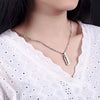 Wholesale Geometric Titanium Steel Electroplated Rectangular Zircon Pendant Ball Chain Unisex Couple Necklace Pair