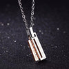 Wholesale Geometric Titanium Steel Electroplated Rectangular Zircon Pendant Ball Chain Unisex Couple Necklace Pair