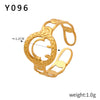 Wholesale Geometric 316L Stainless Steel Finger Ring With Electroplating And Hollow Multilayer Texture Stitching Design