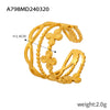 Wholesale Geometric 316L Stainless Steel Finger Ring With Electroplating And Hollow Multilayer Texture Stitching Design