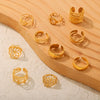 Wholesale Geometric 316L Stainless Steel Finger Ring With Electroplating And Hollow Multilayer Texture Stitching Design
