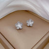 Wholesale Geometric Titanium Steel Fiveleaf Flower Normcore Style Electroplated Earrings For Men And Women