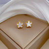 Wholesale Geometric Titanium Steel Fiveleaf Flower Normcore Style Electroplated Earrings For Men And Women