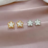 Wholesale Geometric Titanium Steel Fiveleaf Flower Normcore Style Electroplated Earrings For Men And Women