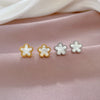 Wholesale Geometric Titanium Steel Fiveleaf Flower Normcore Style Electroplated Earrings For Men And Women