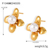 Wholesale Geometric 316L Stainless Steel Flower Shape Inlaid Imitation Pearl Gold Plated Women's Earrings