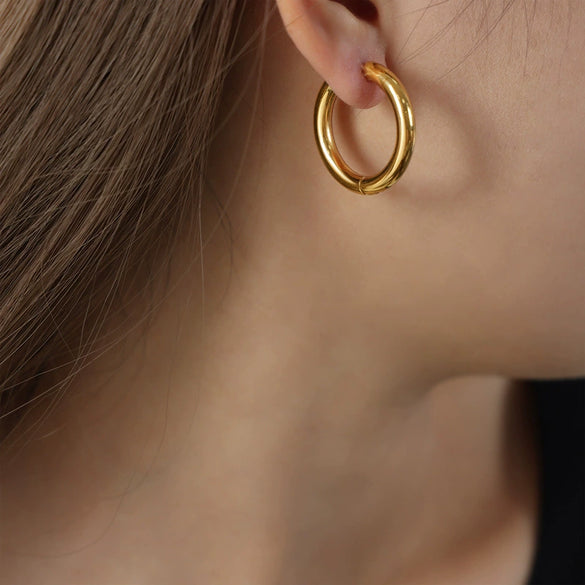 Wholesale Geometric Titanium Steel Gold Plated Jewelry Rings And Earrings For Unisex