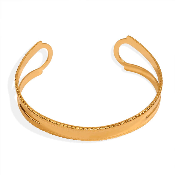 Wholesale Geometric 316L Stainless Steel Gold Plated Niche Style Opening Bracelet Jewelry
