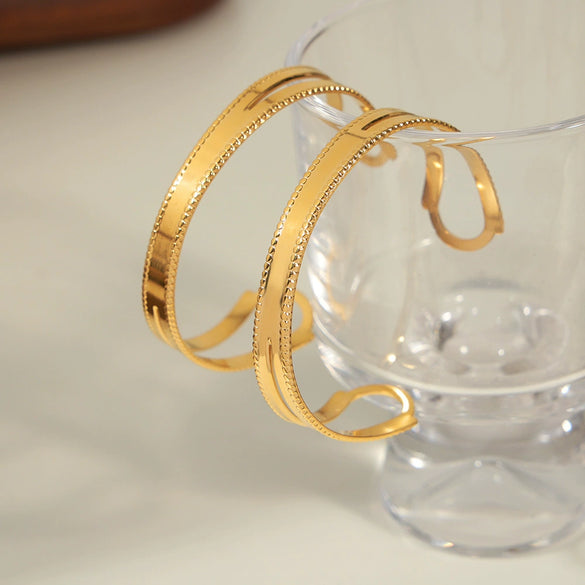 Wholesale Geometric 316L Stainless Steel Gold Plated Niche Style Opening Bracelet Jewelry