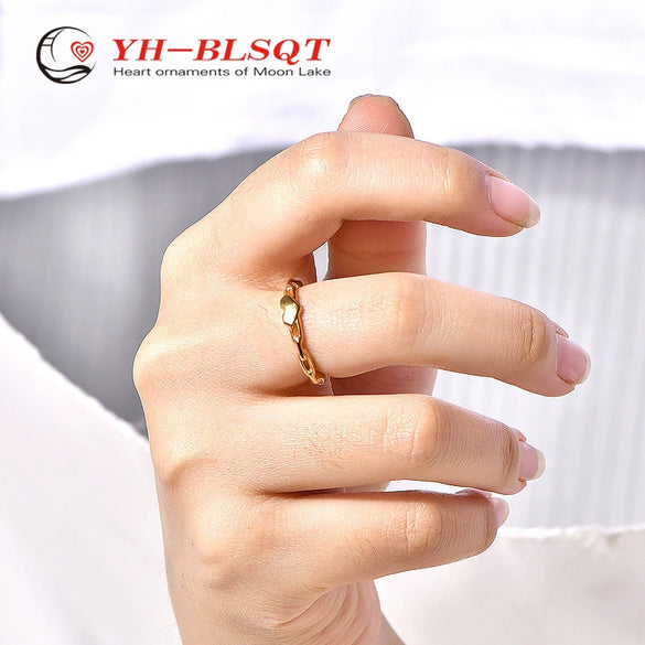 Wholesale Geometric Titanium Steel Gold Plated Ring For Female With Hollow Design