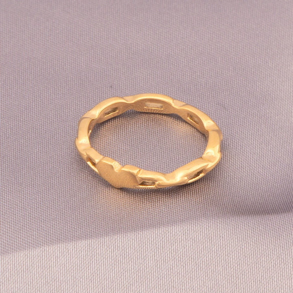 Wholesale Geometric Titanium Steel Gold Plated Ring For Female With Hollow Design