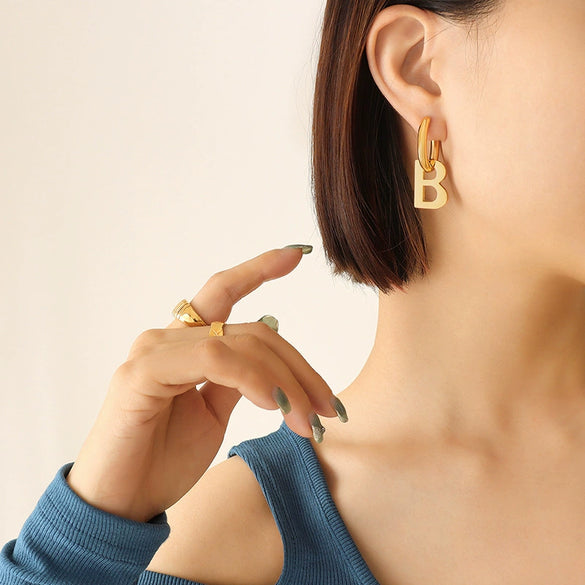Wholesale Geometric 316L Stainless Steel Goldplated Earrings Exaggerated Stylish Niche Creative Design