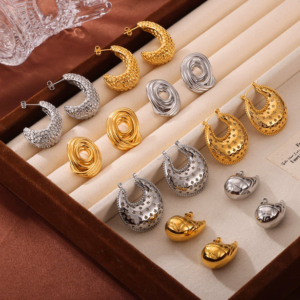 Wholesale Geometric Titanium Steel Goldplated Earrings For Women