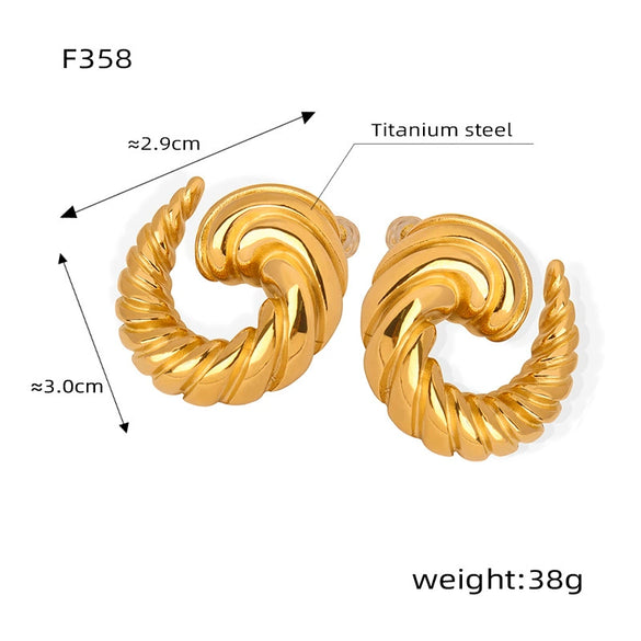 Wholesale Geometric Titanium Steel Goldplated Earrings With Line Twist Swing Design For Unisex