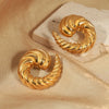 Wholesale Geometric Titanium Steel Goldplated Earrings With Line Twist Swing Design For Unisex