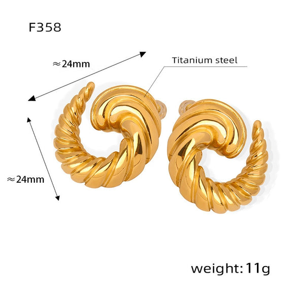 Wholesale Geometric Titanium Steel Goldplated Earrings With Line Twist Swing Design For Unisex