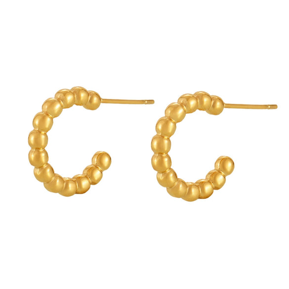 Wholesale Geometric Titanium Steel Goldplated Twist Threaded Ring Combination Earrings Unisex