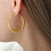 Wholesale Geometric Titanium Steel Hoop Earrings With Electroplating Retro And Light Luxury Design For Girls
