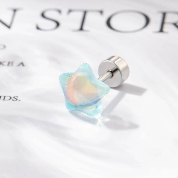 Wholesale Geometric Titanium Steel Manual Processing Sweet Women's Pentagonal Star Earrings